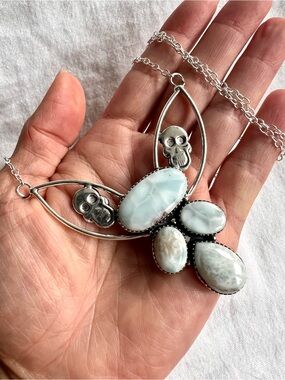 925 Sea + Soul Caribbean Larimar Skull Necklace